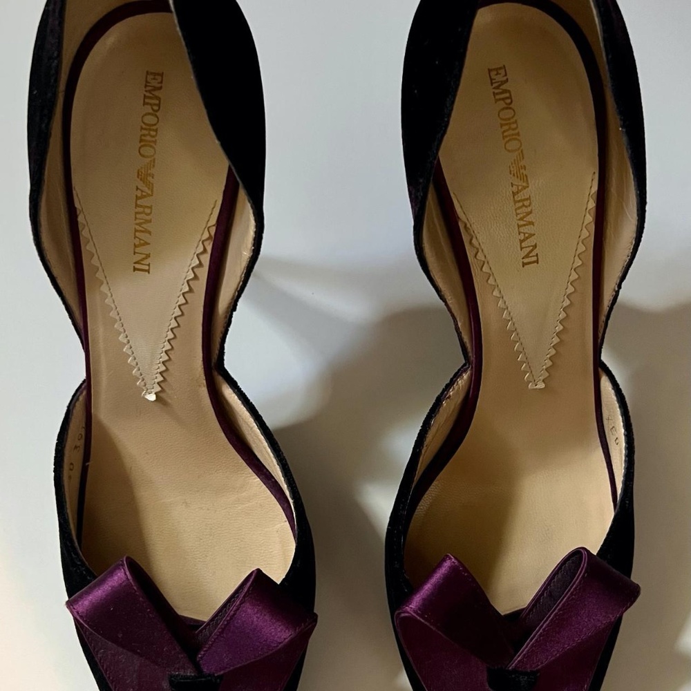 Emporio Armani Deep Purple Velvet Evening Shoes